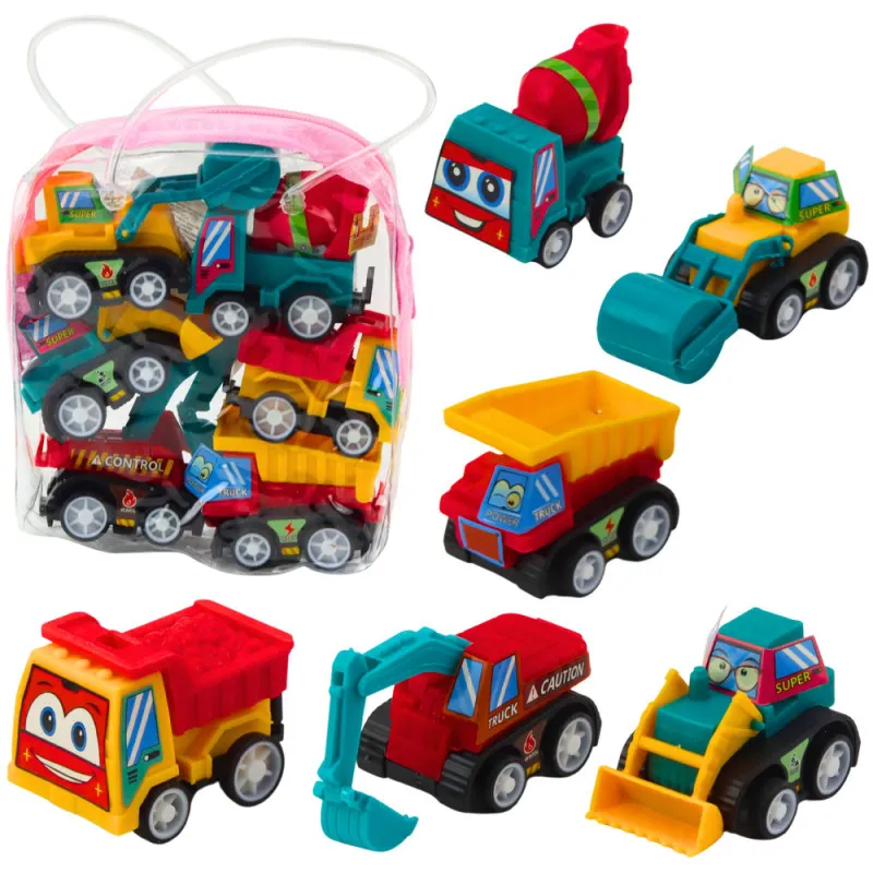 Set of Mini Construction Cars with Motor in a Bag 6 pcs. Žaisliniai automobiliai
