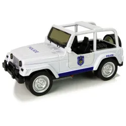Baltos spalvos visureigis policijos automobilis
