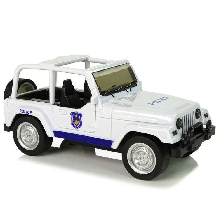 Baltos spalvos visureigis policijos automobilis Žaisliniai automobiliai
