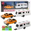 Set of Metal Car with Camper Trailer Orange Žaisliniai automobiliai