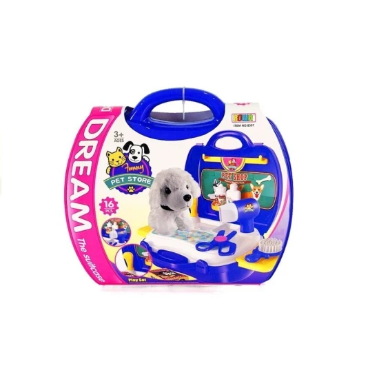 Šuniukų kirpyklos rinkinys lagaminas Pliušiniai žaislai