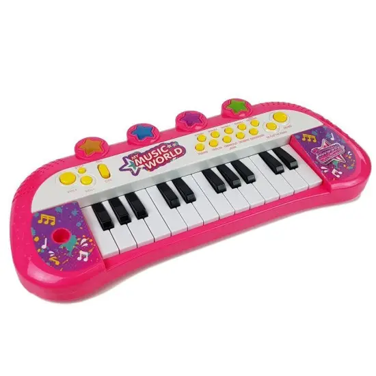 Rožinis pianinas su 24 klavišais Muzikos instrumentai