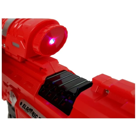 Raudonas šviečiantis tamsoje šautuvas su šoviniais Šautuvai