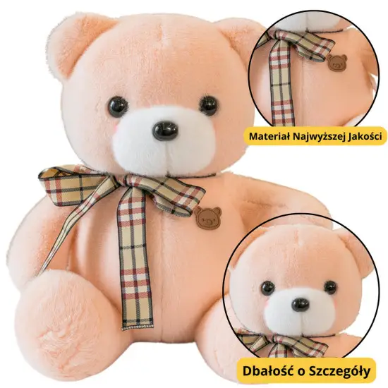 Plush Mascot Cuddly Toy Teddy Bear With Bow Cream 23cm Pliušiniai žaislai