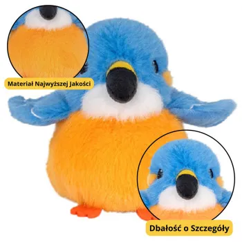 Plush mascot soft toy bird blue orange 12cm