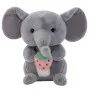 Plush mascot toy elephant with strawberry grey 23cm