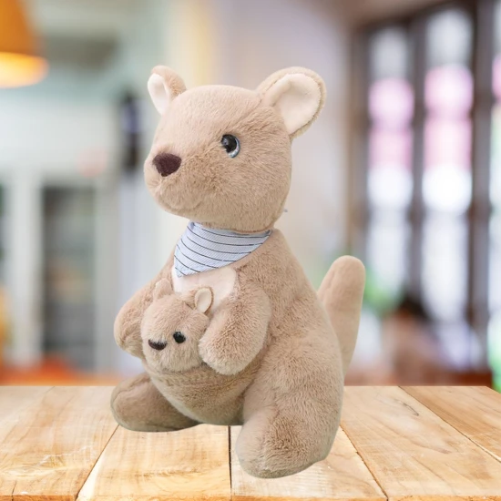 Pliušinis žaislas kengūra su jaunikliu Pliušiniai žaislai