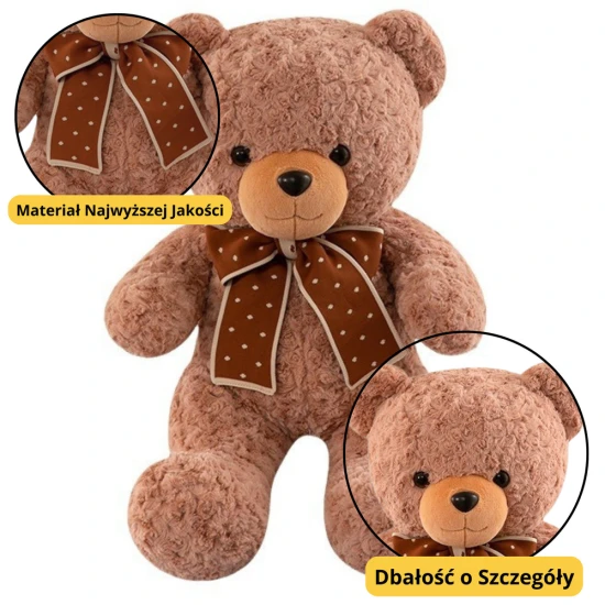 Plush Mascot Cuddly Toy Teddy Bear With Bow Polka Dots 45cm Pliušiniai žaislai