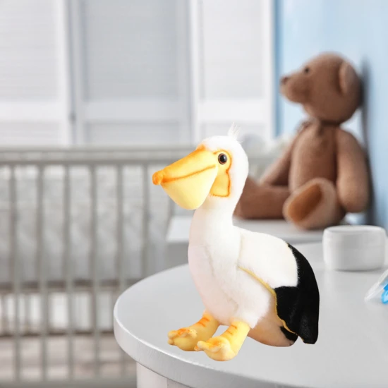 Baltas pliušinis paukštis pelikanas 24cm Pliušiniai žaislai
