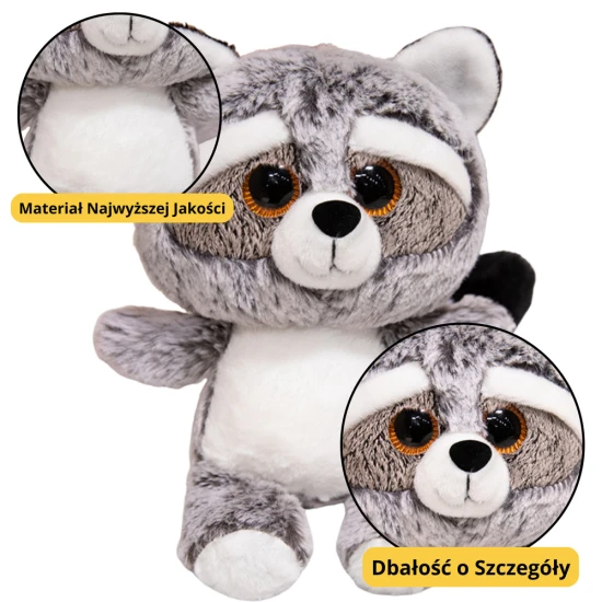Plush Toy Raccoon Cuddly Toy Big Eyes 22cm Pliušiniai žaislai