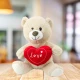 Plush Toy Teddy Bear with Heart Cream Beige 30cm Pliušiniai žaislai