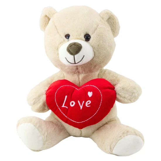 Plush Toy Teddy Bear with Heart Cream Beige 30cm Pliušiniai žaislai