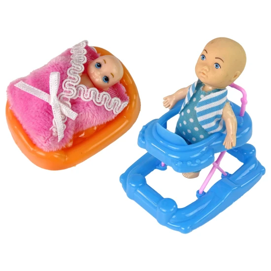 Nėščia lėlė taškuota balta suknele su mamos rinkiniu Lėlės ir žaidimų rinkiniai