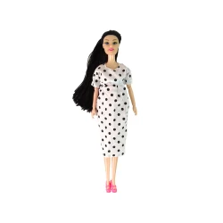 Nėščia lėlė balta suknele su kūdikiu