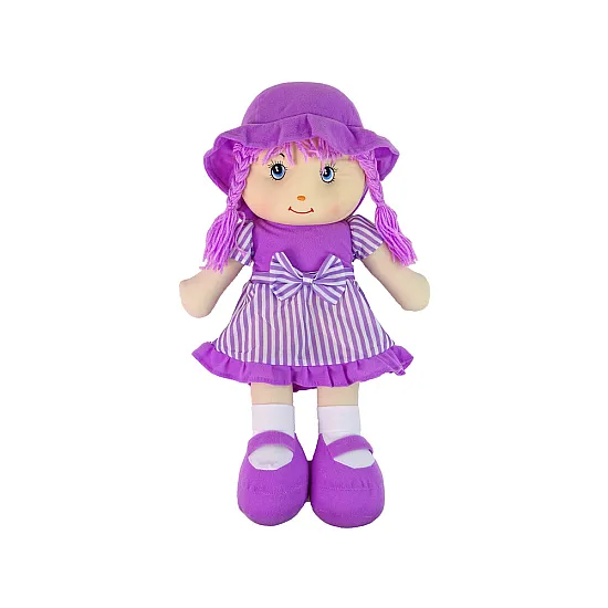 Violetinė dryžuota skudurinė lėlė 50 cm Lėlės ir žaidimų rinkiniai