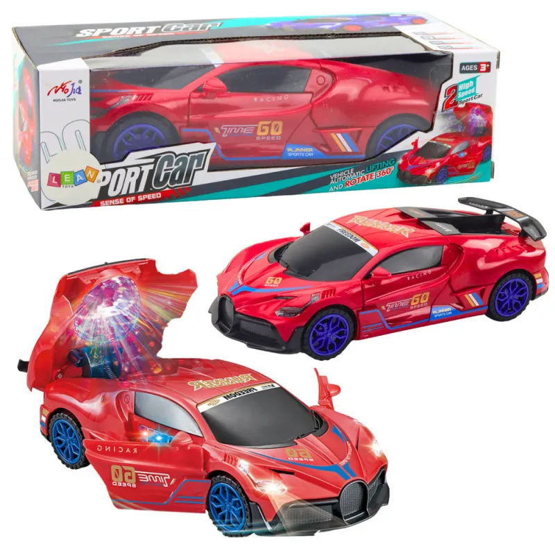 Sports Car Obstacle Sensor Led Ball 360° Rotation Lights Sound Red Mänguautod