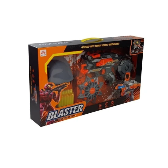 Juodas/raudonas šautuvas su šovinimis ir kauke Šautuvai