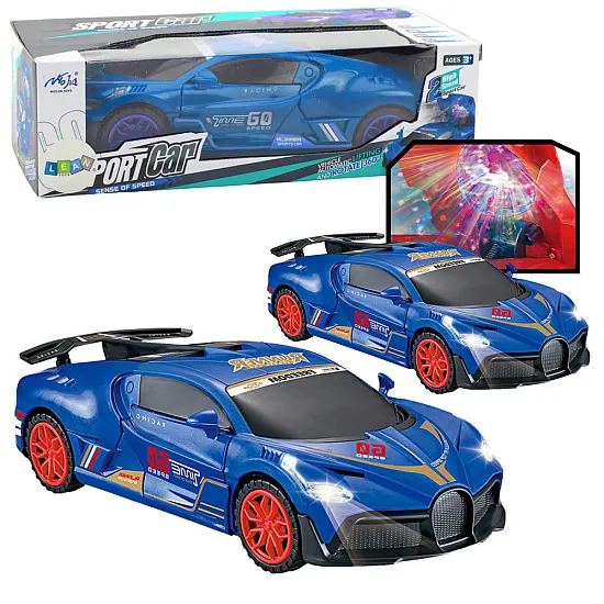 Sports Car Obstacle Sensor Led Ball 360° Rotation Lights Sound Blue Žaisliniai automobiliai