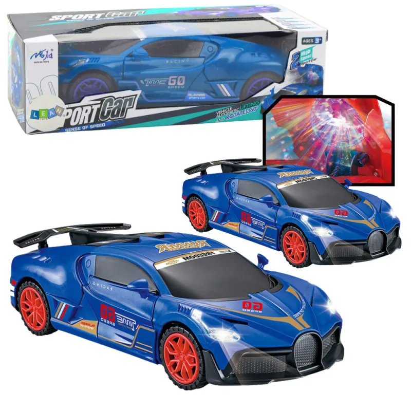 Sports Car Obstacle Sensor Led Ball 360° Rotation Lights Sound Blue Žaisliniai automobiliai