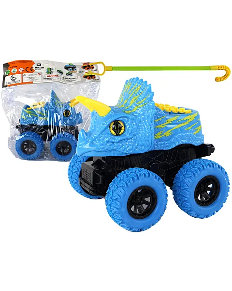 Mėlynas dinozauro formos automobilis