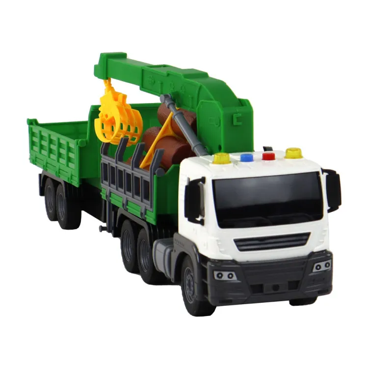 Truck With Crane Friction Drive Sounds Green Wood 1:16 Žaisliniai automobiliai