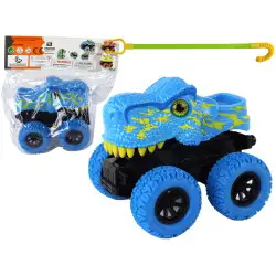 Mėlynas dinozauro formos automobilis