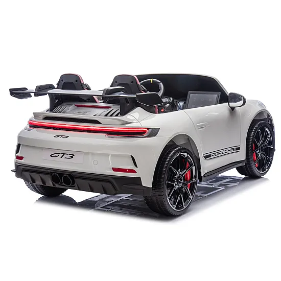 Vaikiškas baltas elektrinis automobilis Porsche GT3 DK-P911