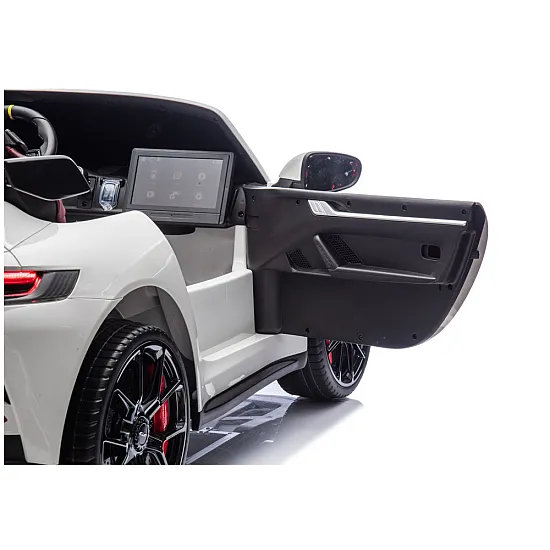 Vaikiškas baltas elektrinis automobilis Porsche GT3 DK-P911