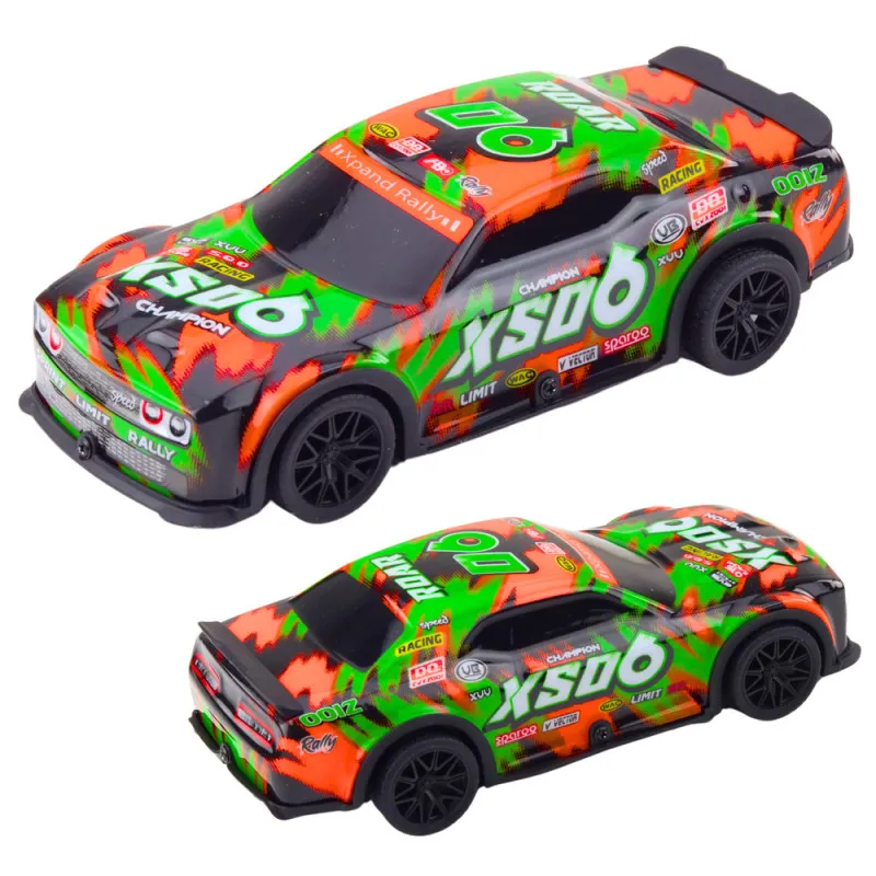 XS06 Race Car Drive Lights Sounds Orange Blue Žaisliniai automobiliai