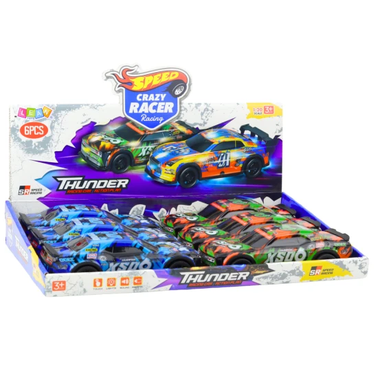 XS06 Race Car Drive Lights Sounds Orange Blue Žaisliniai automobiliai