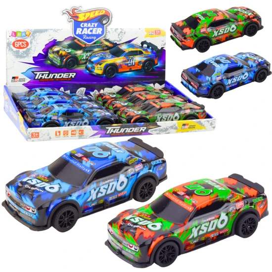 XS06 Race Car Drive Lights Sounds Orange Blue Žaisliniai automobiliai