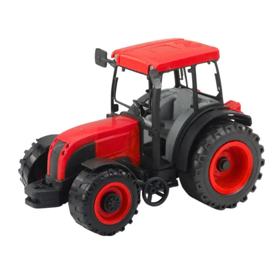Agricultural Farm Tractor With Green and Yellow Trailer Red 50cm Žaisliniai automobiliai