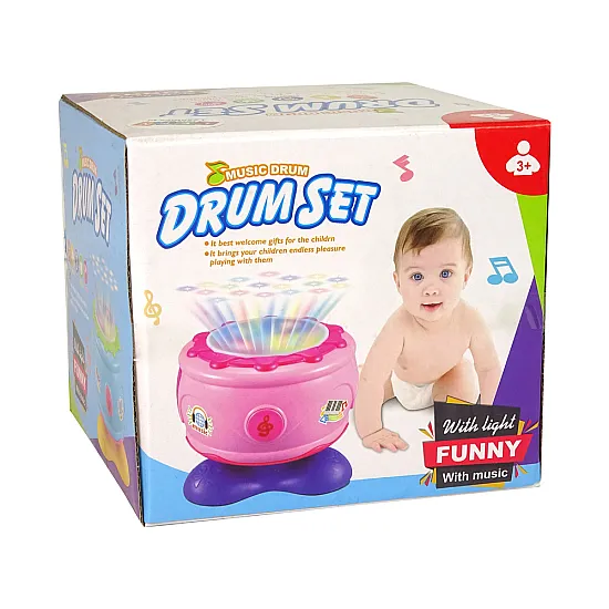 Rožinis interaktyvus grojantis būgnas kūdikiui Muzikos instrumentai