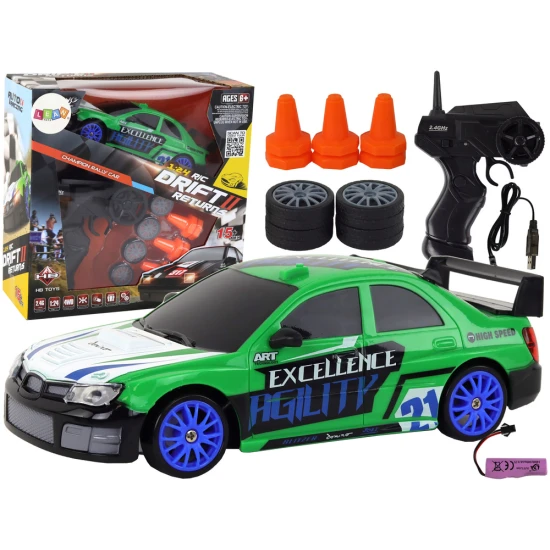 Nuotoliniu būdu valdomas sportinis automobilis R/C 1:24 Žalia keičiami ratai Radijo bangomis valdomi žaislai