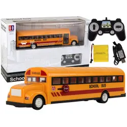 Geltonas nuotoliniu būdu valdomas R/C mokyklinis autobusas su atidaromomis durimis