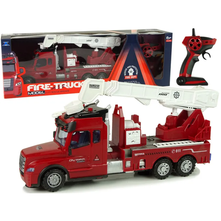 Remote Control Fire Truck Remote Control 2.4G Lights Sounds Red Radio-controlled toys