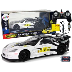 Lenktyninis sportinis automobilis R/C 1:18 Corvette C6.R baltas 2.4 G žibintai