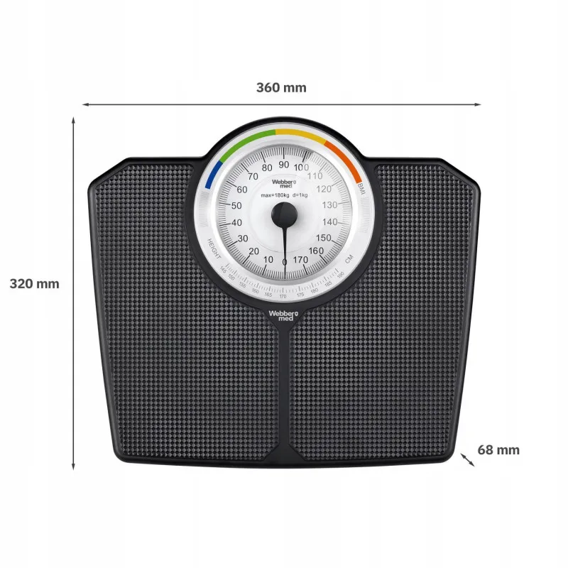 Classic Mechanical Bathroom Scale up to 180 kg Black WEBBER BMI Elektronika ir buitiniai prietaisai ELDOM