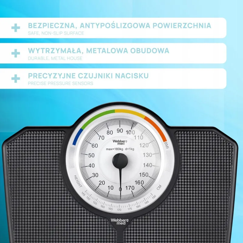 Classic Mechanical Bathroom Scale up to 180 kg Black WEBBER BMI Elektronika ir buitiniai prietaisai ELDOM
