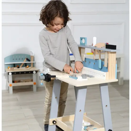 Medinis dirbtuvės stalas su įrankiais, 32 elementai Darbo įrankiai ECOTOYS