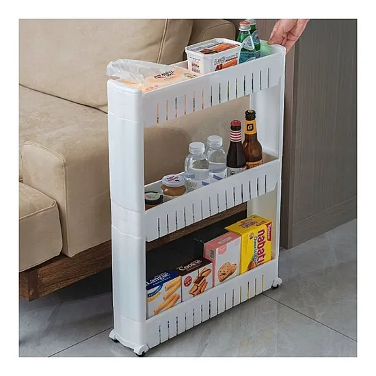 Mobile white cabinet on wheels for a washing machine Lentynos LEOBERT