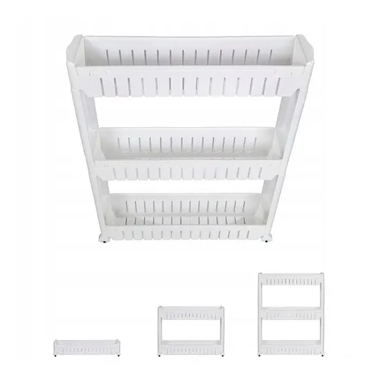 Mobile white cabinet on wheels for a washing machine Lentynos LEOBERT