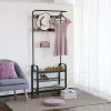Drabužių stovas su medine batų lentynėlę LOFT
