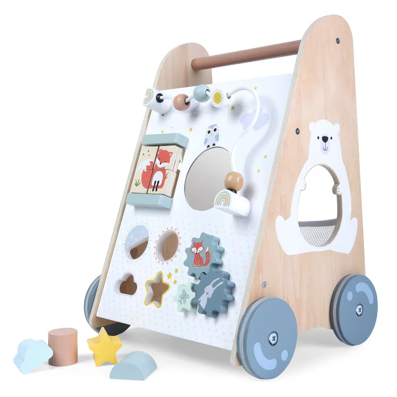 Medinė vaikštynė su stumimo rankena ECOTOYS