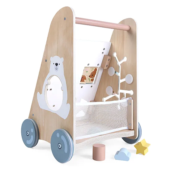 Medinė vaikštynė su stumimo rankena ECOTOYS