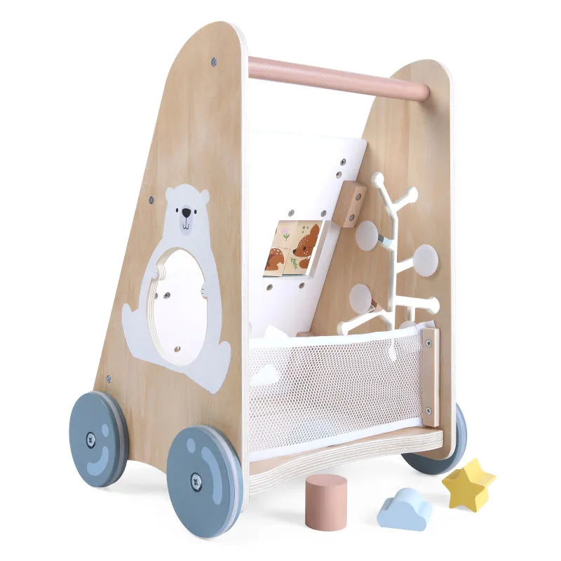 Medinė vaikštynė su stumimo rankena ECOTOYS