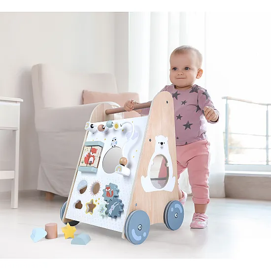 Medinė vaikštynė su stumimo rankena ECOTOYS