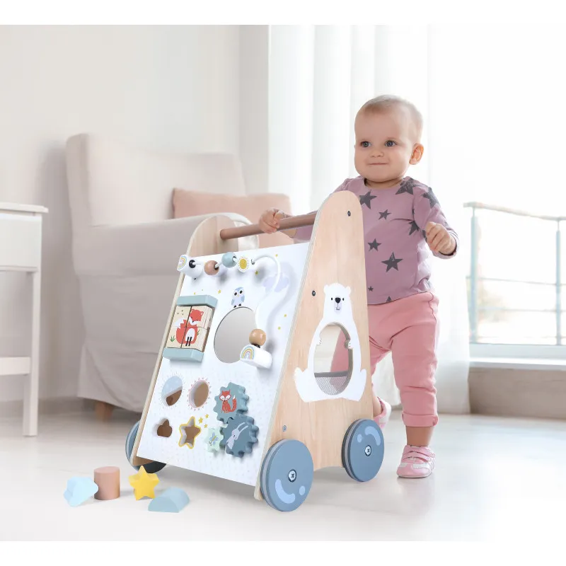 Medinė vaikštynė su stumimo rankena ECOTOYS