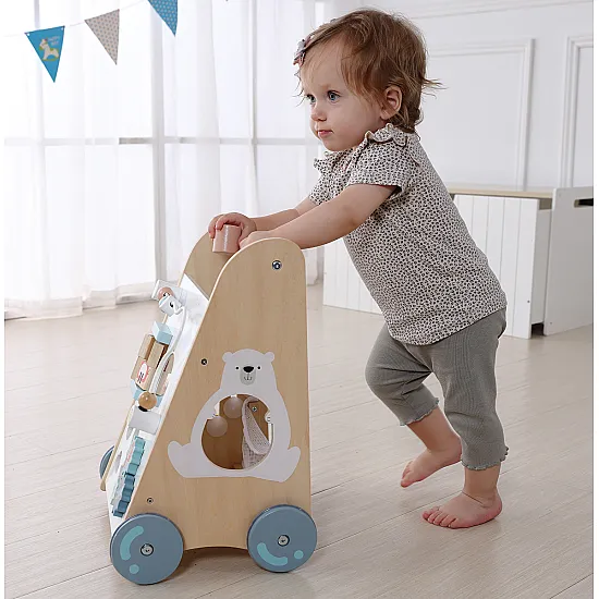 Medinė vaikštynė su stumimo rankena ECOTOYS