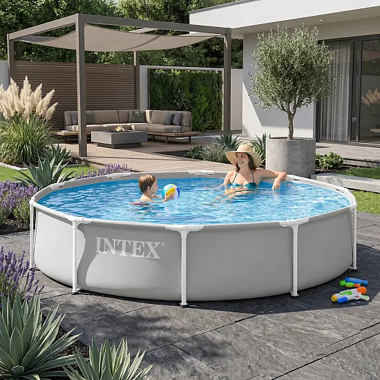Apvalus pilkas sodo baseinas su rėmu 305 x 76 cm INTEX 26700ND